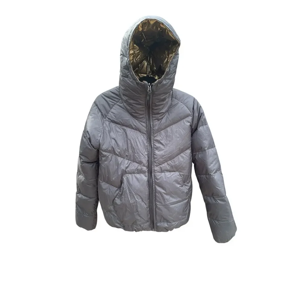 Finger In The Nose Girls Jacket 5XL 16Y Snowdance Down Reversible Ash Black Gold